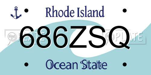 686ZSQ Rhode Island License Plate