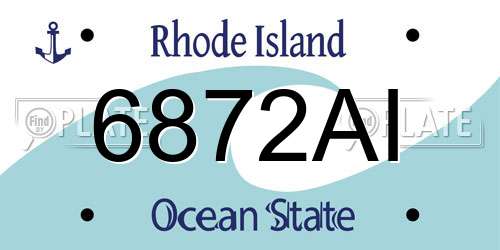 6872AI Rhode Island License Plate