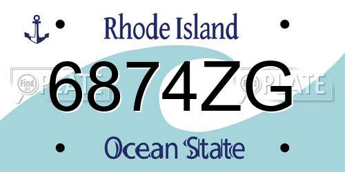 6874ZG Rhode Island License Plate