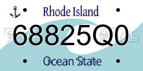 68825Q0 Rhode Island License Plate
