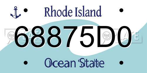 68875D0 Rhode Island License Plate