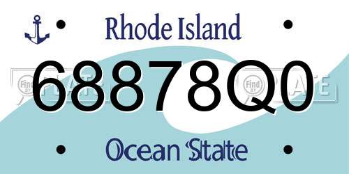 68878Q0 Rhode Island License Plate