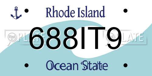 688IT9 Rhode Island License Plate