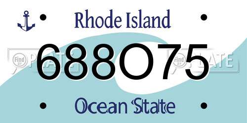 688O75 Rhode Island License Plate