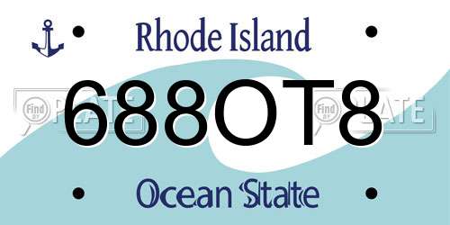 688OT8 Rhode Island License Plate