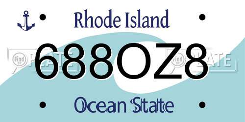 688OZ8 Rhode Island License Plate