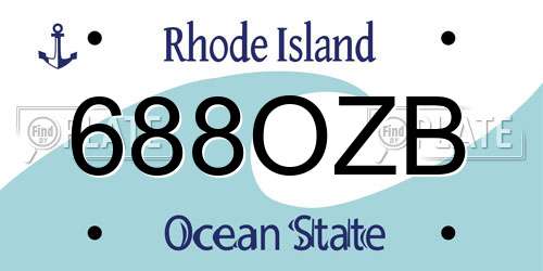 688OZB Rhode Island License Plate