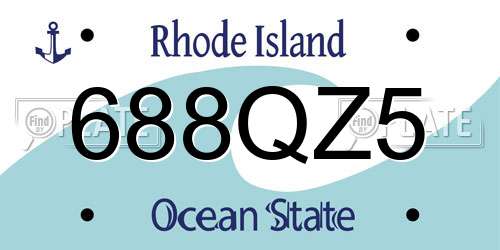 688QZ5 Rhode Island License Plate