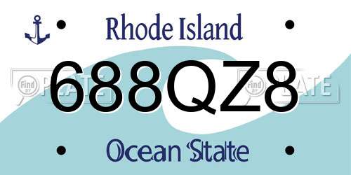 688QZ8 Rhode Island License Plate