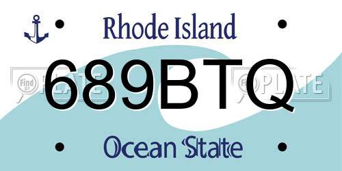 689BTQ Rhode Island License Plate