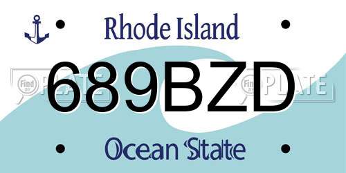 689BZD Rhode Island License Plate