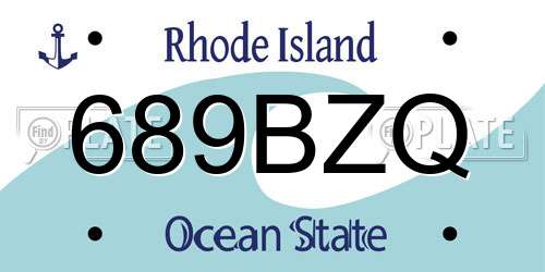 689BZQ Rhode Island License Plate