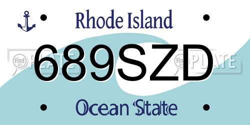 689SZD Rhode Island License Plate