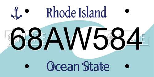 68AW584 Rhode Island License Plate