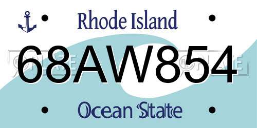 68AW854 Rhode Island License Plate