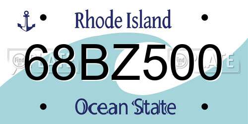 68BZ500 Rhode Island License Plate