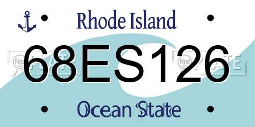 68ES126 Rhode Island License Plate