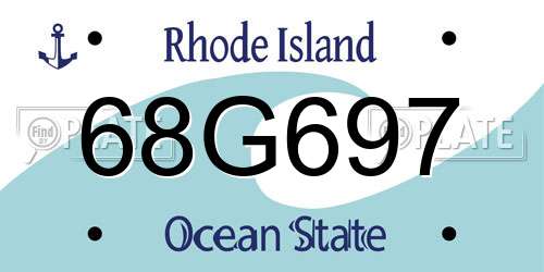 68G697 Rhode Island License Plate