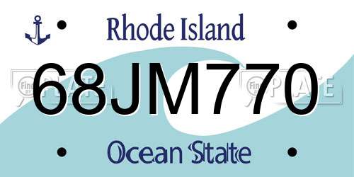 68JM770 Rhode Island License Plate