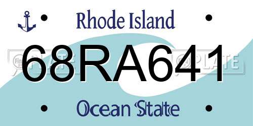 68RA641 Rhode Island License Plate