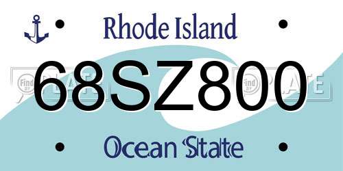 68SZ800 Rhode Island License Plate