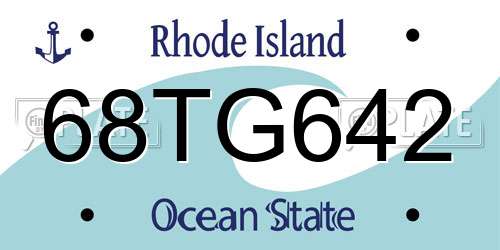 68TG642 Rhode Island License Plate