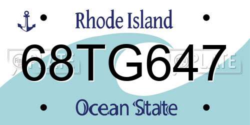 68TG647 Rhode Island License Plate