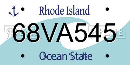 68VA545 Rhode Island License Plate