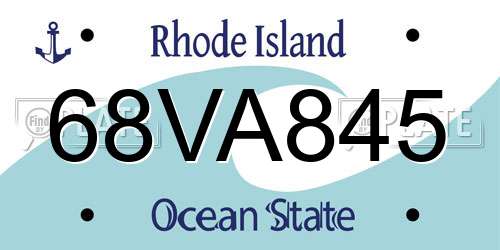 68VA845 Rhode Island License Plate