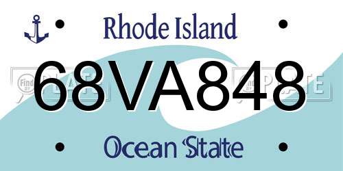 68VA848 Rhode Island License Plate