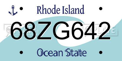 68ZG642 Rhode Island License Plate