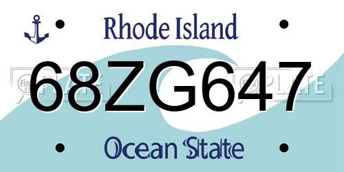 68ZG647 Rhode Island License Plate