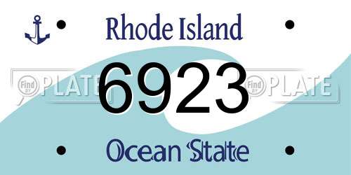 6923 Rhode Island License Plate