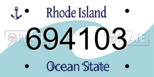 694103 Rhode Island License Plate