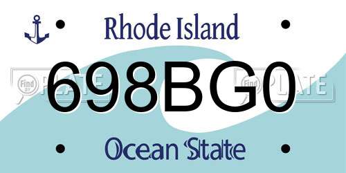 698BG0 Rhode Island License Plate