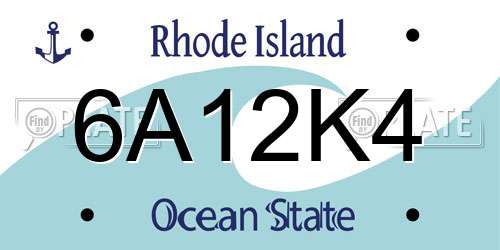 6A12K4 Rhode Island License Plate