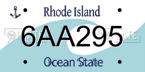 6AA295 Rhode Island License Plate