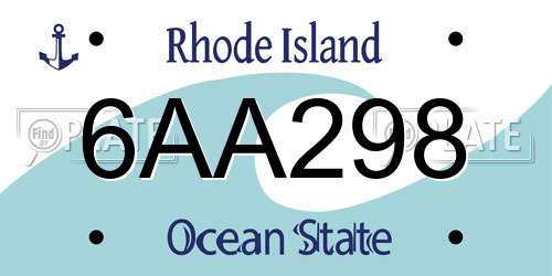 6AA298 Rhode Island License Plate