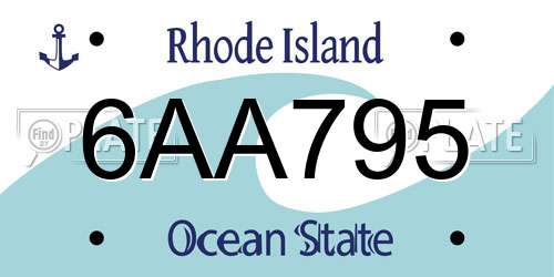 6AA795 Rhode Island License Plate