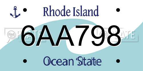 6AA798 Rhode Island License Plate