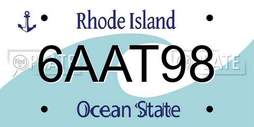 6AAT98 Rhode Island License Plate