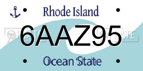 6AAZ95 Rhode Island License Plate