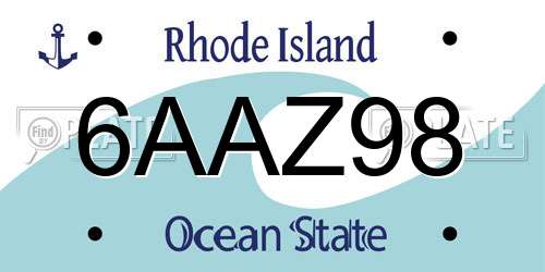6AAZ98 Rhode Island License Plate