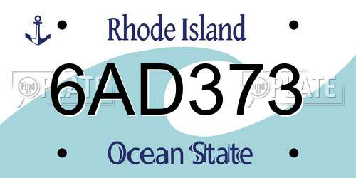 6AD373 Rhode Island License Plate