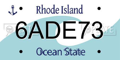 6ADE73 Rhode Island License Plate