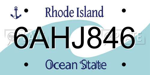 6AHJ846 Rhode Island License Plate