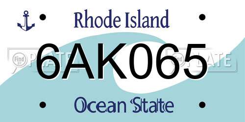 6AK065 Rhode Island License Plate