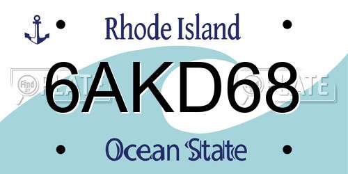 6AKD68 Rhode Island License Plate