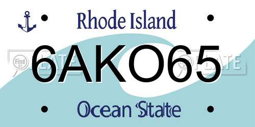 6AKO65 Rhode Island License Plate