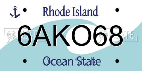 6AKO68 Rhode Island License Plate